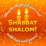 Shabbat shalom candles greeting card lettering